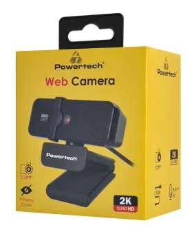 POWERTECH web camera PT-1291 5MP 2K Quad HD αυτόματη εστίαση 1.5m μαύρη