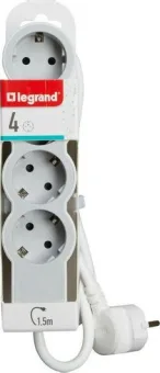Ligrand Πολύπριζο Legrand Ασφαλείας 4 Θέσεων με Καλώδιο 1.5m Λευκό